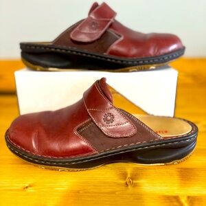 ZUMFOOT Women's Size 41 US 9 Burgundy Leather Mules Comfort  Cork Clogs Slip On